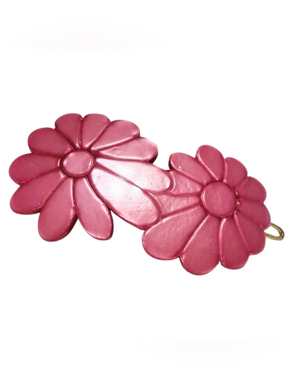 1960’s Dainty Daisy Flower Hair Clip in  Pink, Made in France, Deadstock 2.5”